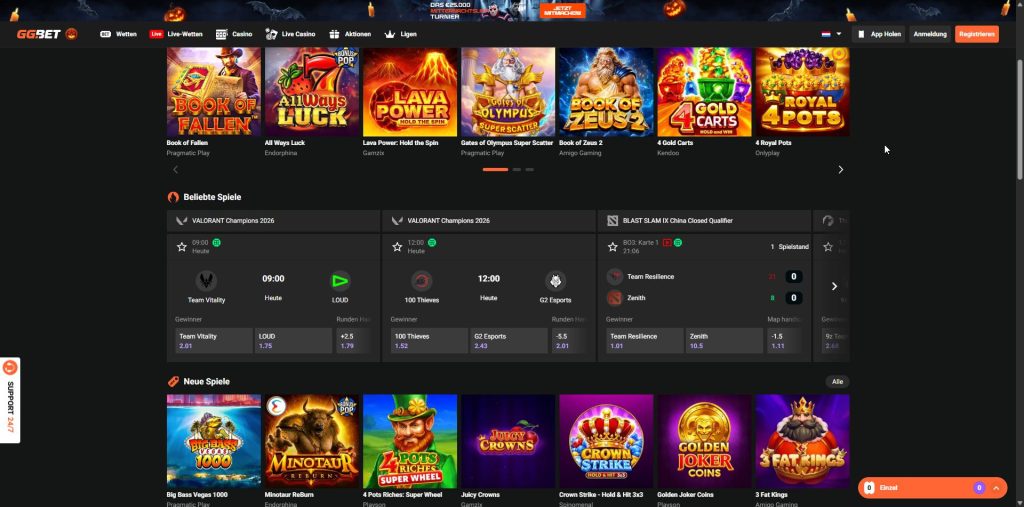 GGbet – Bonus ohne Einzahlung mit 30x Umsatz und 10 Euro Grenze